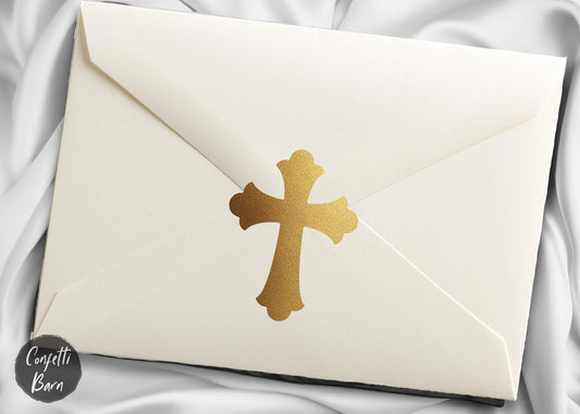 Fleur de Lis Cross Stickers