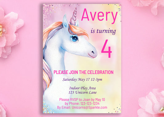 DIGITAL Unicorn Birthday Invitation