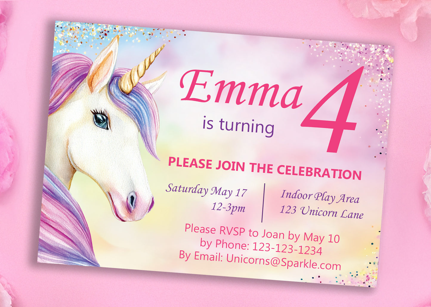 DIGITAL Unicorn Birthday Invitation